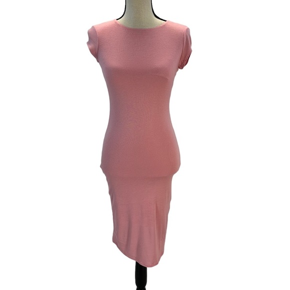 Velvet Torch Cap Sleeve Bodycon T-Shirt Dress - Bubble Gum Pink - size XSmall - Picture 1 of 7